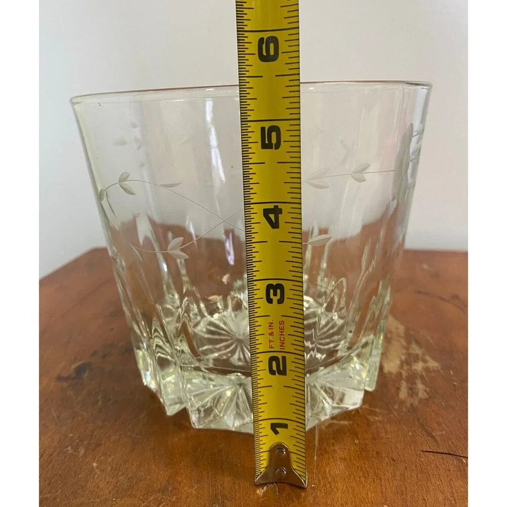 Vtg Princess House Heritage Etched Floral Thick Lead Crystal Glass Ice Bucket
